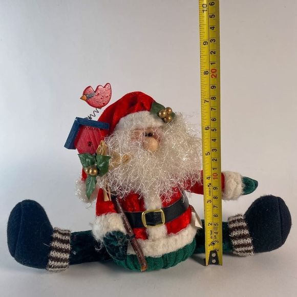 Plush Santa with Wooden Birdhouse and Wood Cardinal accent - Picture 6 of 8